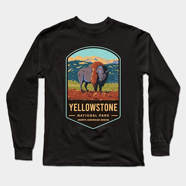 Yellowstone National Park American Bison Long Sleeve T-Shirt by JordanHolmes